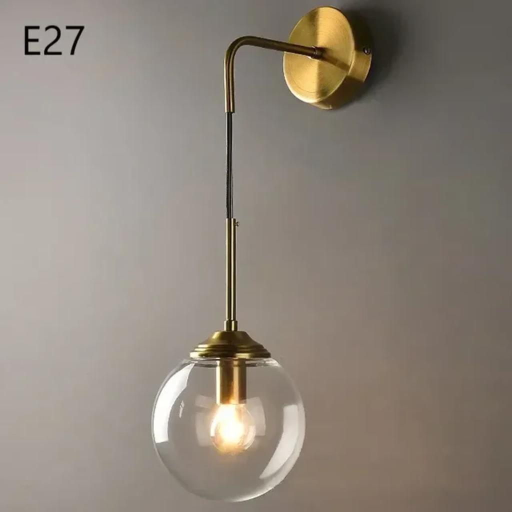 New High-Quality, Elegant, and Stylish Nordic Glass Ball Wall Lamps with a Modern Golden and Sleek Chrome Finish - Perfect for K