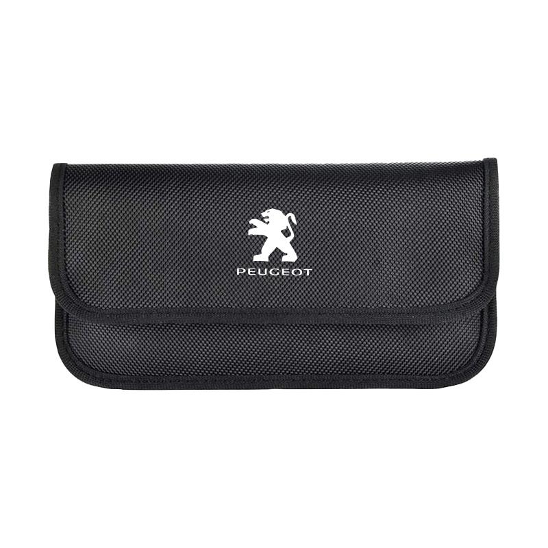 Car Logo Shielding Bag Credit Card Signal Blocker Car Key Anti Theft Storage Bag For Peugeot 408 3008 Rifter 5008 508 4008 308