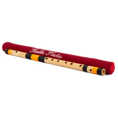 Radhe Flutes | PVC Fiber | C Natural | Right-Handed | Velvet Cover Included | Color Variations + Beginner's Flute Online Course in Hindi and English (