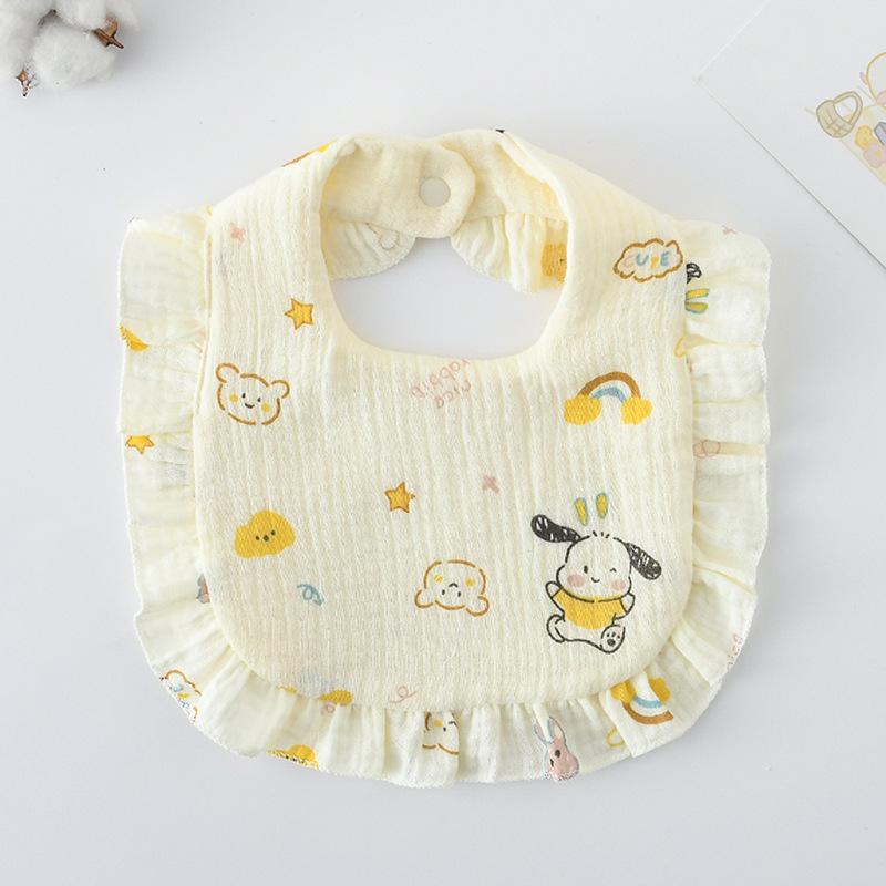 Ruffle Baby Drool Bibs: Pure Cotton Printed Lace Bibs