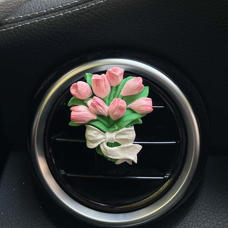 

Ins Car Perfume Tulip Flower Aroma Diffuser Car Accessories Diffuser Stone Air Vent Bouquet Gift Creative Gift Pink Tulips