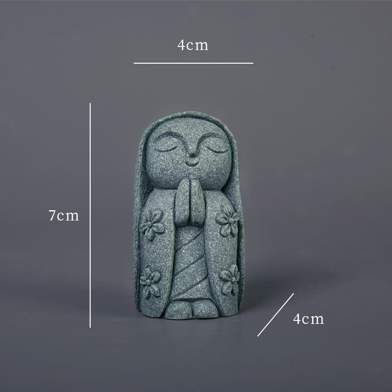 Statue Miniature Durable Exquise Mignonne Petite Figurine de Moines Ornement de Jardin Zen Fait Main Décor d'Aquarium
