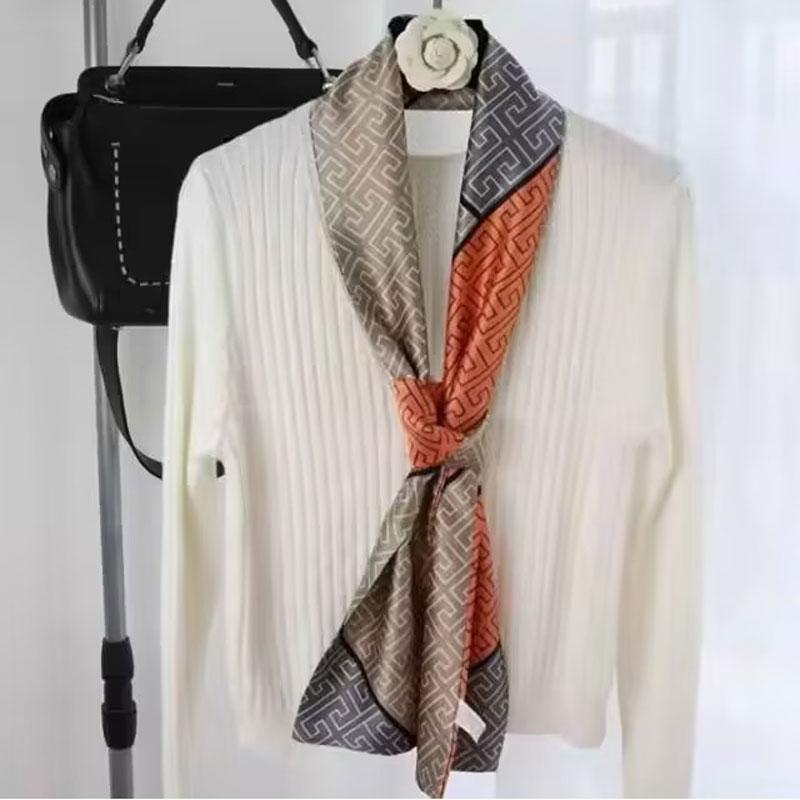 1 pcs 150x14cm Korean Style Silk Scarf Spring Autumn Small Narrow Long Hair Tie Square Scarf Suit Shirt