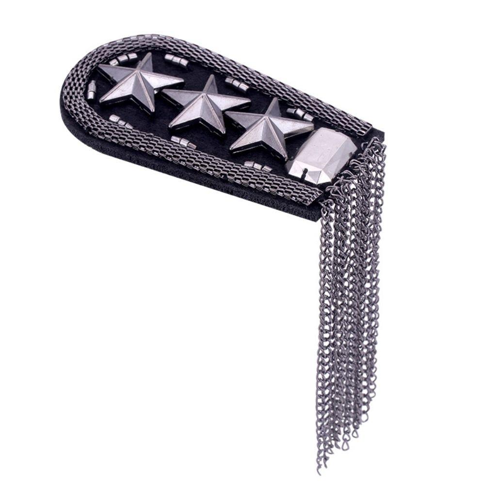Classical Epaulet Tassel Chain Shoulder Board Brooch Punk Star Shoulder Flash Alloy Pin Epaulette Suit