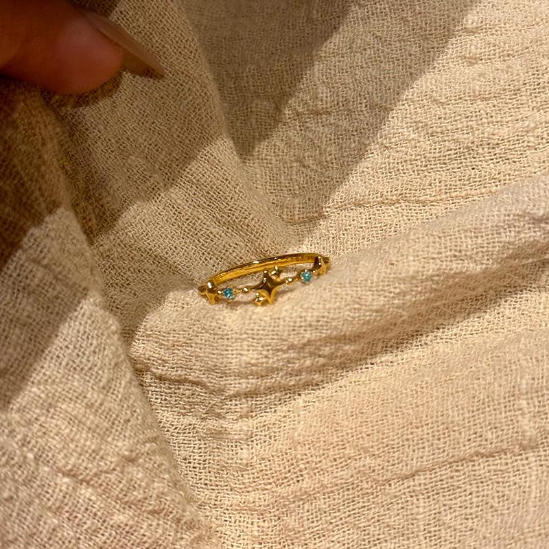 Vintage Brushed Starry Sky Tassel Ring - Bauhinia Light Luxury Adjustable