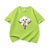 Kids Cotton T Shirt Cute Bichon Frise Puppy Dog Zipper Print Crew Neck Short Sleeve Tee Casual Boys Girls Summer Tops
