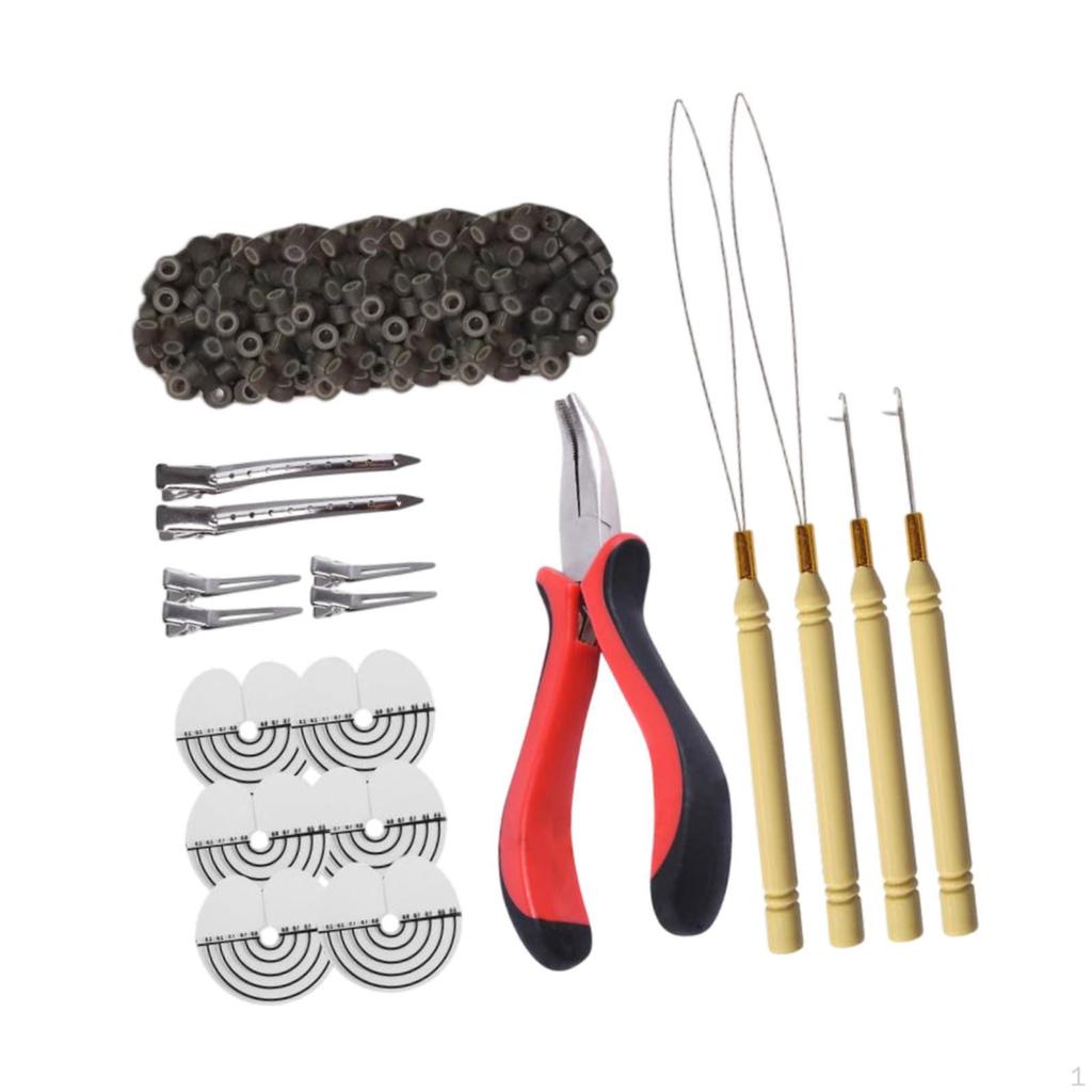 Haarverlängerungswerkzeug, Friseurbedarf, 500 Silikonperlenringe, Stylinggerät