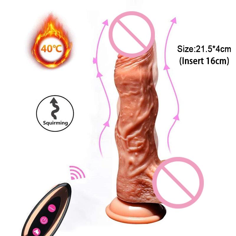 Realistic Dildo Vibrator for Women Skin Feeling Heating Penis Automatic Telescopic Dildo with Suction Cup Sex Toys for Aldults