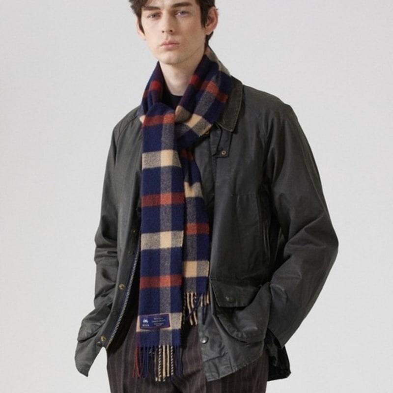 ABRAHAM MOON Merino Wool Muffler 25cm - Blythe Navy Rust