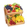 Obst- und Gemüsekorb aus Holz, 2-stöckig, Gemüsekorb mit großem Fassungsvermögen, Obsthalter, mehrstufiges Aufbewahrungsregal, multifunktional