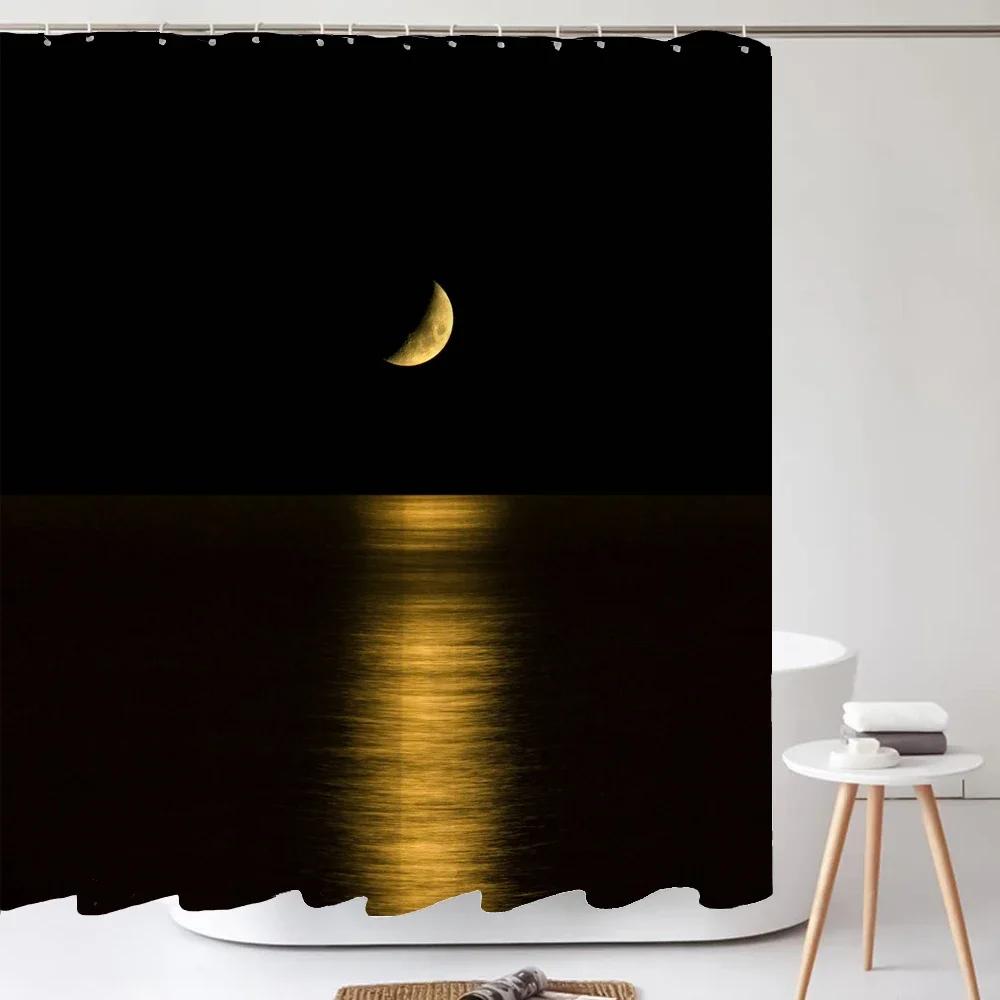 Starry Space Shower Curtain Blue Galaxy Shower Curtains Nebula Waterproof Polyester Fabric for Bathtub Bath Room Decor with Hook