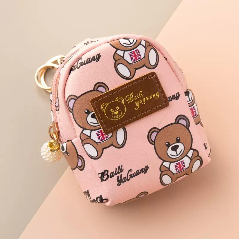 

Women s Korean-Style Cute Cartoon Bear Zipper Wallet Keychain