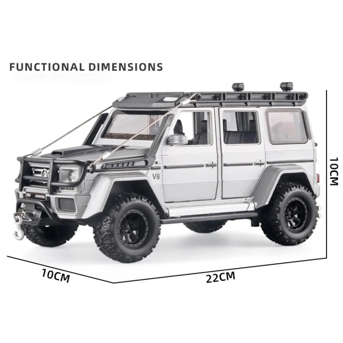 

1/24 Benz G550 Adventure 4X4² Литая под давлением модель игрушечного автомобиля из сплава Звук и свет Детская игрушка Коллекционные предметы Подарок на день рождения серебряный