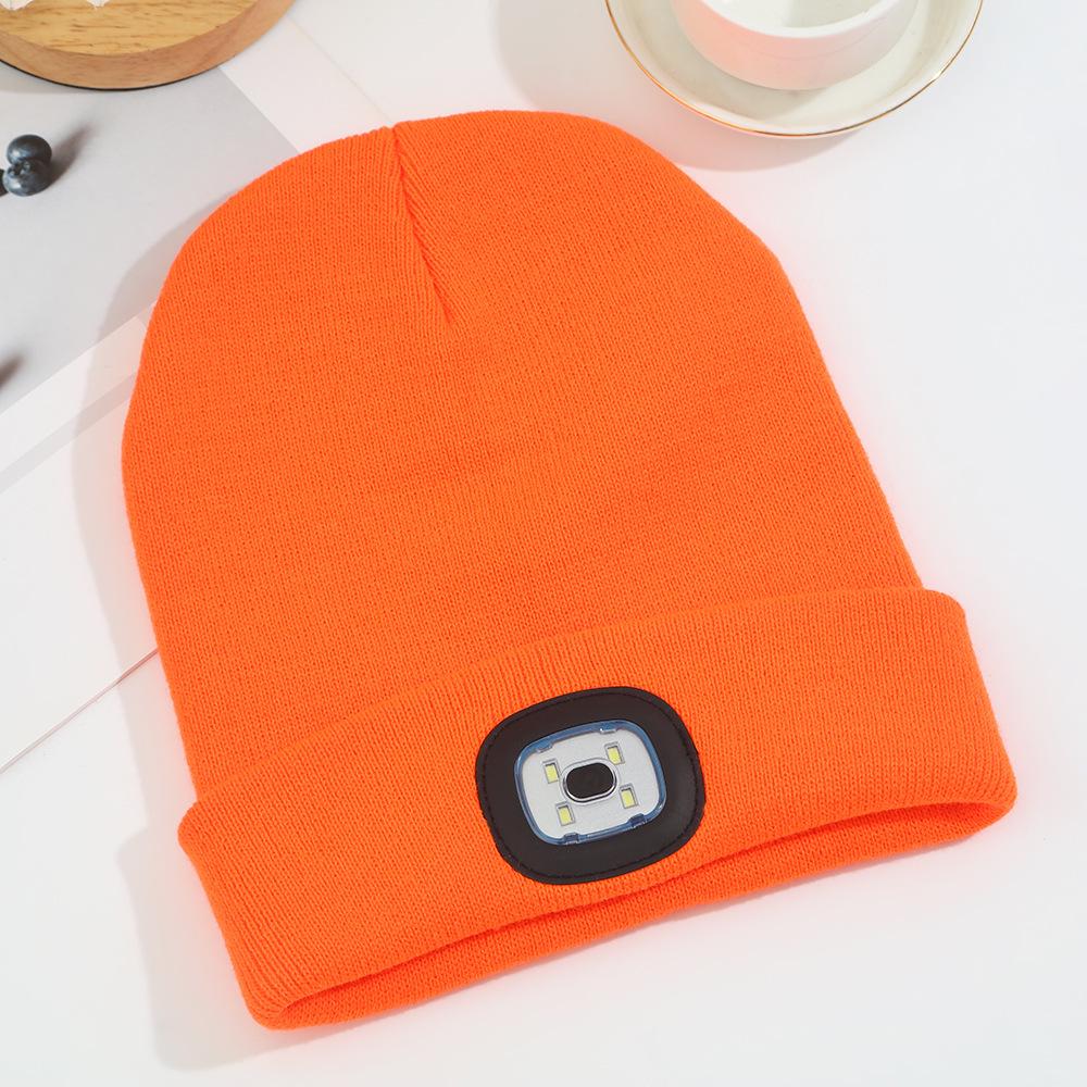 Dobíjecí LED vlněná pletená čepice pro venkovní sporty a cyklistiku