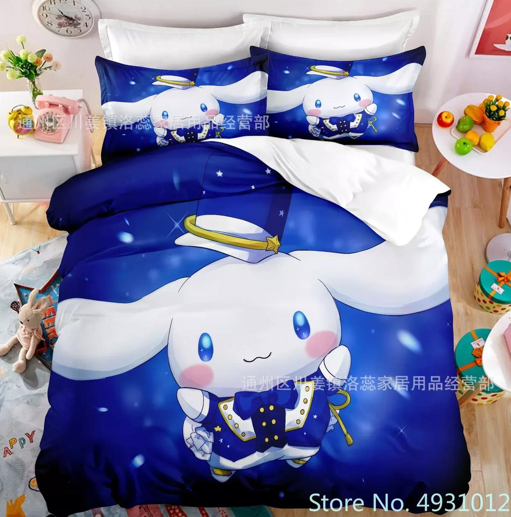 Cute Melody Rabbit Bedding Set Pillowcase Anime Bedclothes Cartoon 3D Printed Kids Adult Boys Quilt Duvet Cover Children Gift
