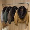 European Autumn and Winter New Suede Fox Big Fur Collar Short Down Jacket Women's Loose and Thin Warm Jacket