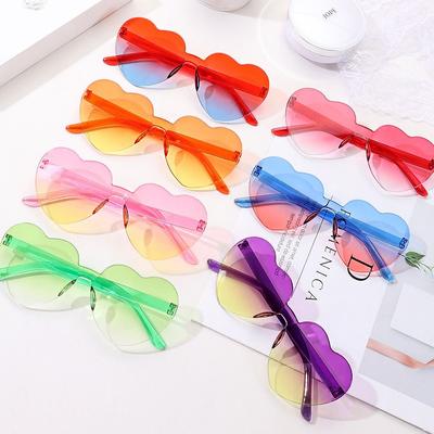 Adults Candy Color Gradient Lenses Shades Heart Glasses Party Sun Glasses Heart-shaped Sunglasses