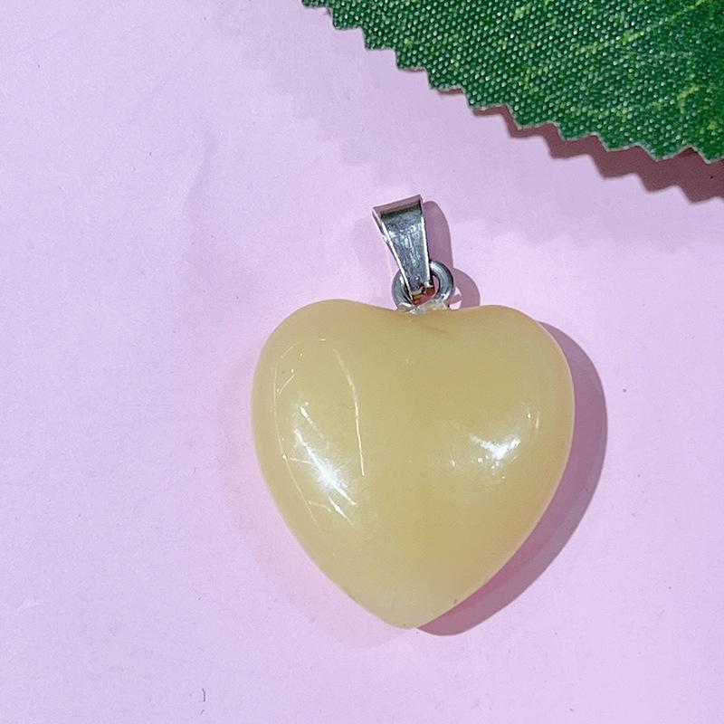 Natural Crystal Agate Heart Pendant Sweater Chain, 20mm Gemstone.