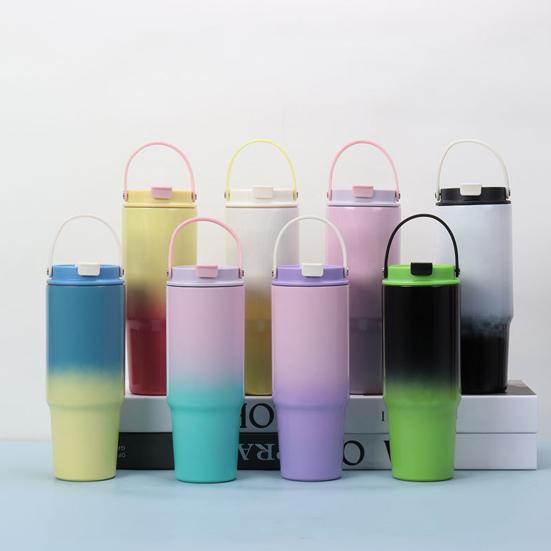 30 Oz Stainless Steel Tumbler with Handle Straw Lid Insulated Travel Mug Leakproof Water Cup for Home