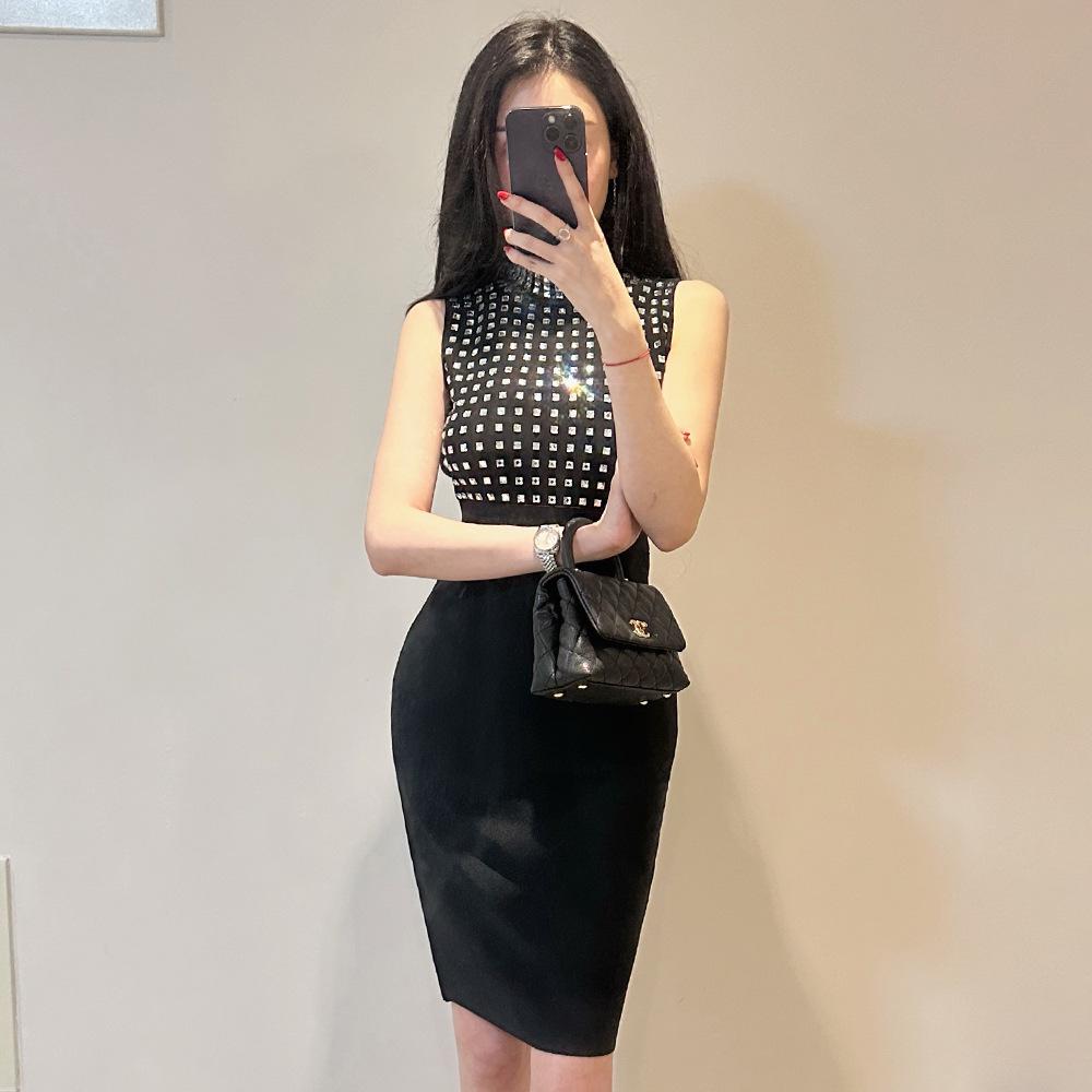 

Черное Бандажное Платье из Сетки со Стразами: Стройнящая, облегающая бедра, полупрозрачная одежда для женской вечеринки XL чёрный