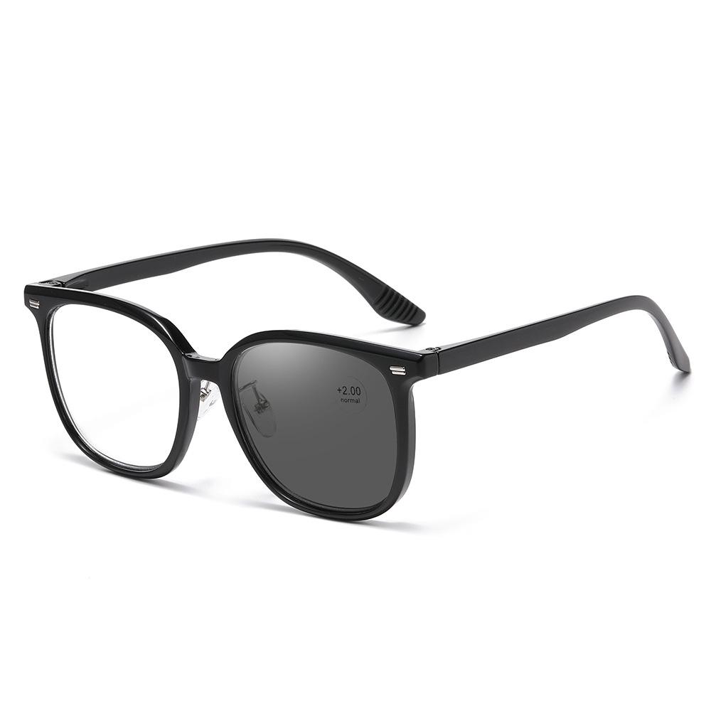 Trendy Light-Sensitive Photochromic Reading Glasses: Large Frame, Anti-Blue Light, Comfortable Single Vision Design.