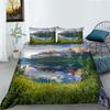 3D Natural Scenery Bedding Set, Landscape Printed Down Duvet and Pillowcase 2/3 Pieces, Washable and Quick Drying Home Decoration