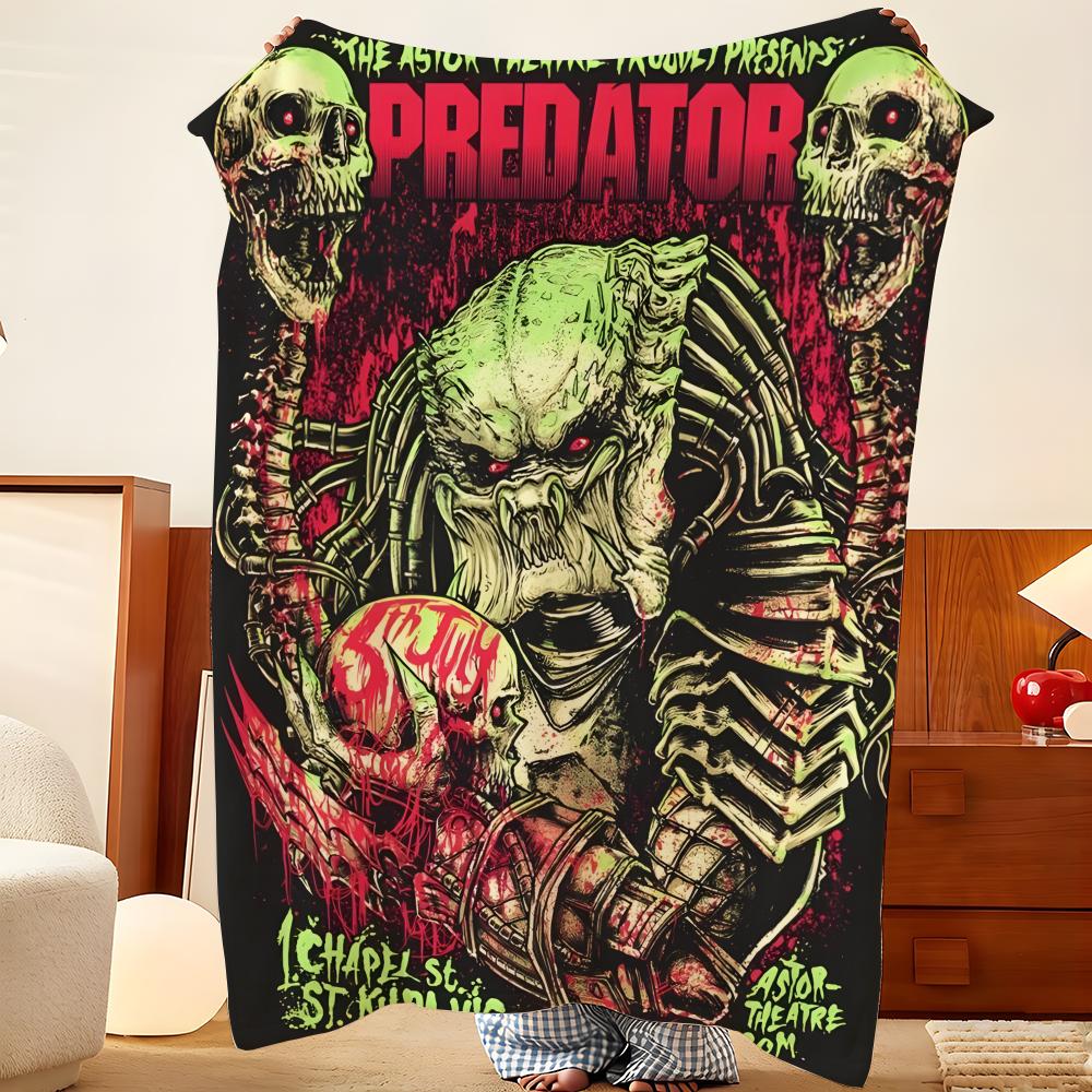 Movie P-Predator Throw Flannel Throw Blanket, Lightweight Cozy, Durable Washable cute Cool