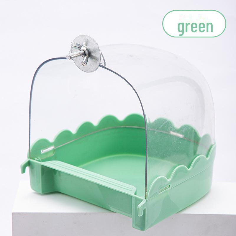 Bañera transparente extragrande para periquitos con cajón - Accesorio para jaula de pájaros