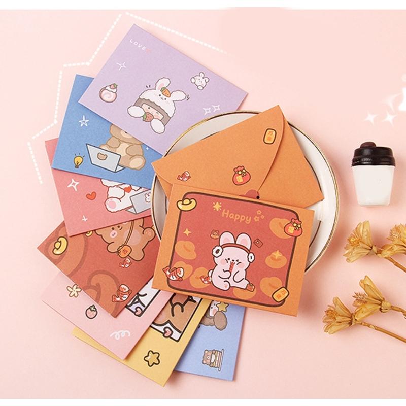 Lovely Bear Greeting Card Cartoon Animal Greeting Card Envelope Postcar Letter Paper Rabbits Memos Card for Student
