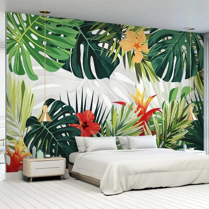 3d Hand Painted Mural Tropical Plant Leaves Fresco Living Room Tv Sofa Bedroom Home Decor Wallapper