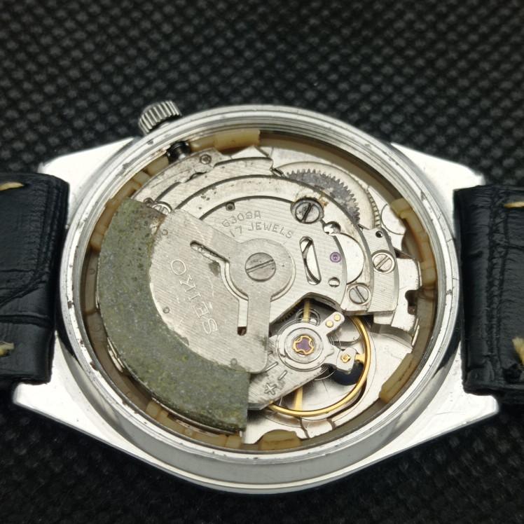 Gebrauchte Vintage-Armbanduhr Seiko 5 Automatik 6309A aus Japan, schwarz, Tag/Datum, a316812-2, SKU608i-a316812