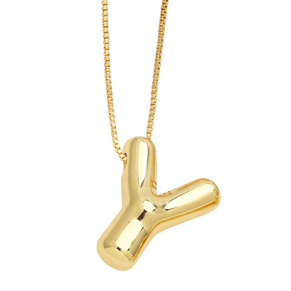 18K Gold-Plated Smooth Letter Pendant Necklace - Unique & Versatile Design