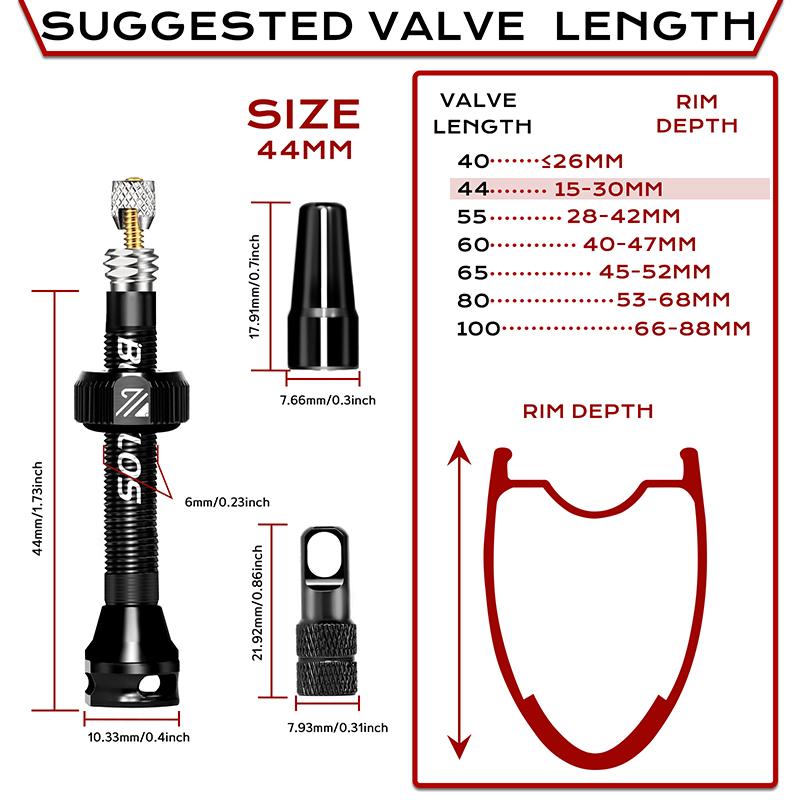 BUCKLOS 40/44/55/60/65/80/100mm Tubeless Valves Bike Aluminum Alloy Presta Nipples Removable Core Air Valve for Road MTB Bicycle 7