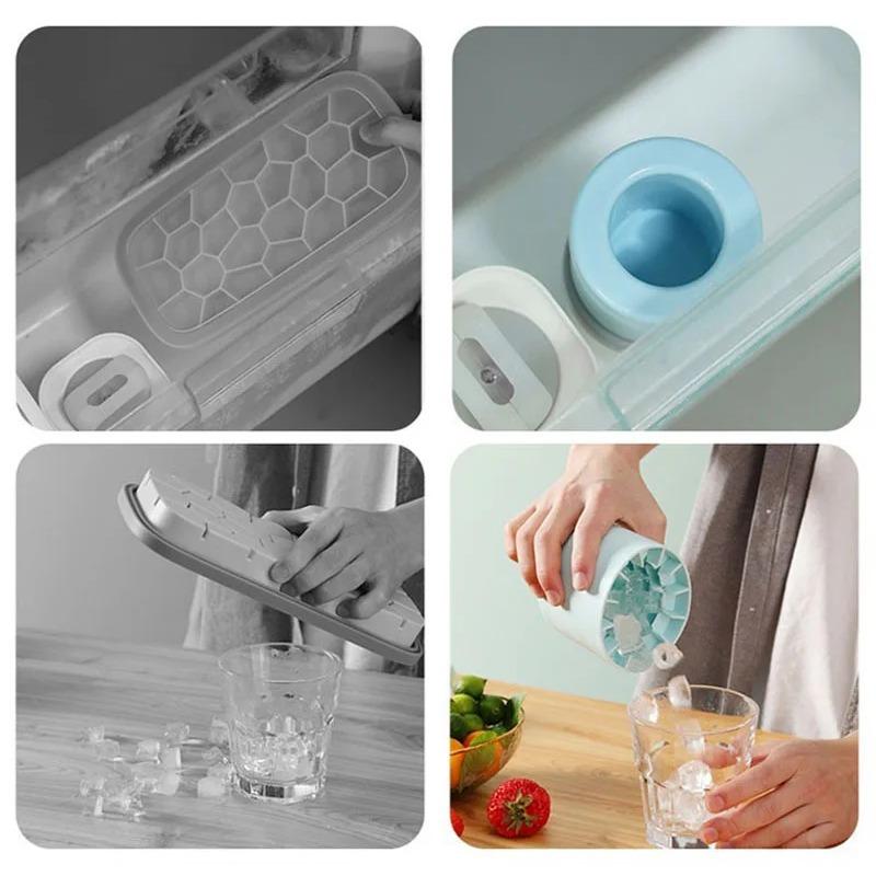 Pinch Ice Grid Mold, Cylindrical Ice Cube Model Cup, Household Food Grade Ice Box Storage Container