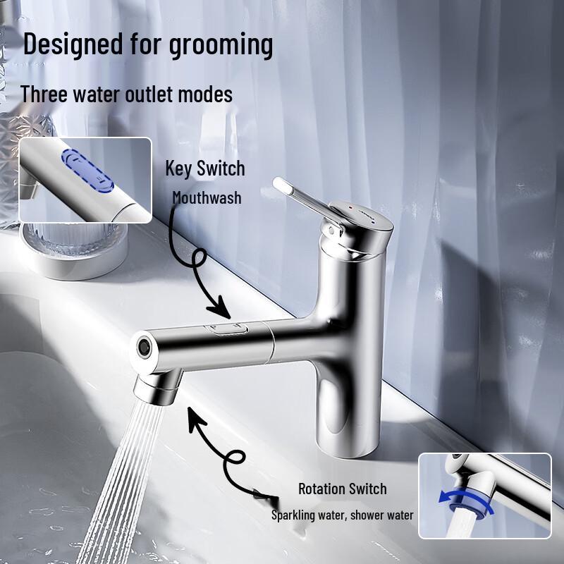 JOMOO Silver Pull-Out Bathroom Basin Faucet