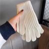 Windproof Full Finger Gloves Solid Color Cycling Mittens Winter Women's Knitted Gloves