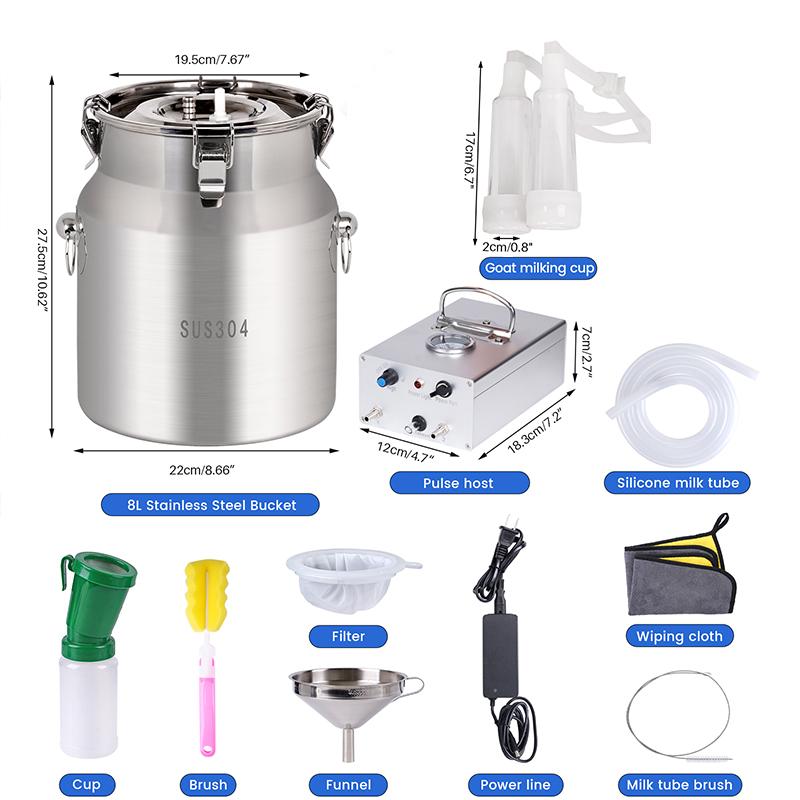 

8L Electric Goats Milking Machine Rechargeable Electric Vacuum Pulsation Suction Pump Milker Machine for Sheep Farms
