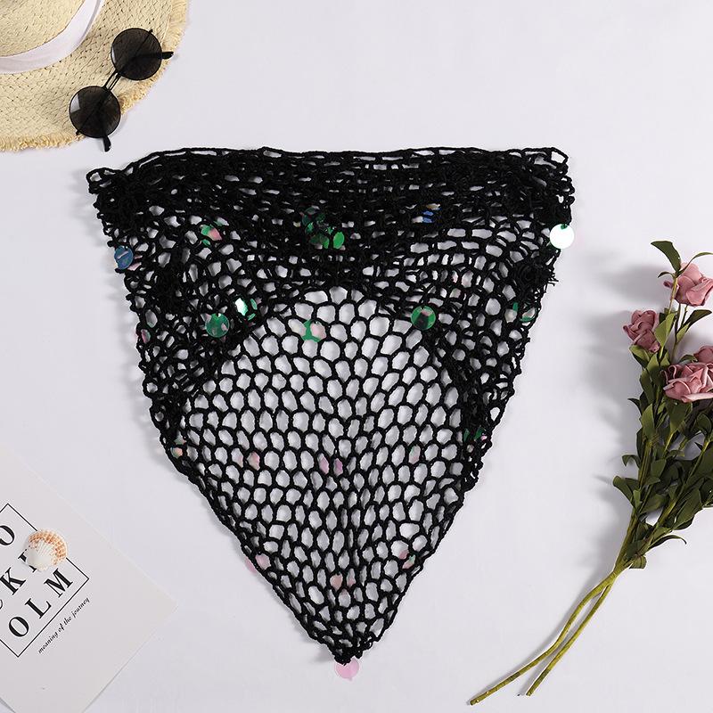 Hand-Crocheted Sequin Tie-Up Beach Cover-Up Dress