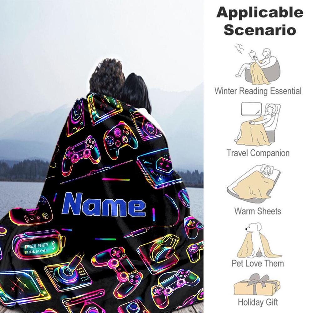 Game Personalized Name Blanket Multi-purpose Personalized Blanket Soft Warm Cozy for Home Decor Office Chair Couch Bed Four Seasons Universal