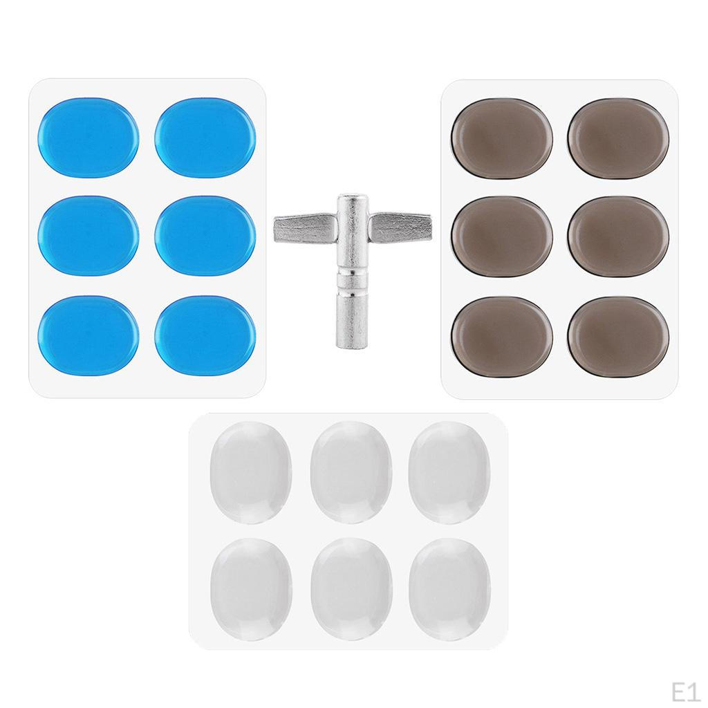 3 zestawy podkładek tłumika bębna z kluczem do strojenia