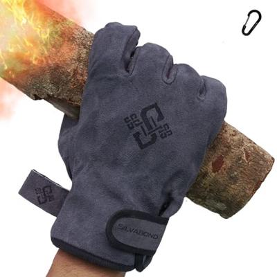 SILVABOND [Ziegenleder x 3-Lagen-Konstruktion x Besteht den japanischen Hitzebeständigkeitstest Stufe 2] Hitzebeständige Campinghandschuhe, Weiches Echtleder, Zertifiziert