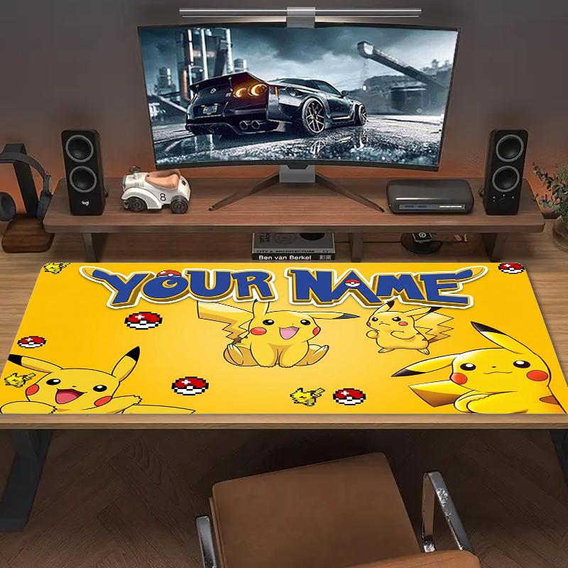 Custom Name Pikachu Mouse Pad Large Gaming Table Cushion Non-slip Laptop Tablet Big Mousepad XXL Mat Mini PC Playmat With Lock edge_XIA