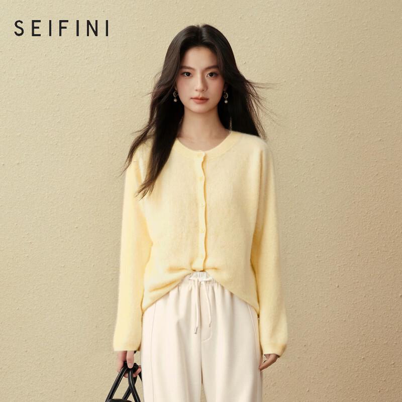 

SEIFINI Women s Soft Knit Round Neck Cardigan M