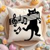 Cat Musical Symbol Cushion Cover Short Plush Double-Sided Printing Home Machine Washable In Warm Winter Pillow Cover