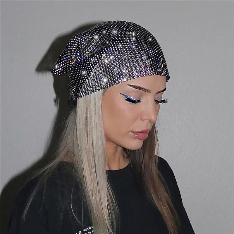 Fashionable punk rhinestone triangle scarf - street style headband