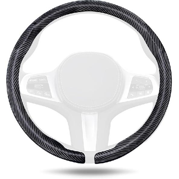 Aimato Car Steering Wheel Cover Carbon Fiber, Ultra-Thin Car Steering Wheel Cover,Comfortable & Breathable Microfiber,Universal Fit For Most Cars,