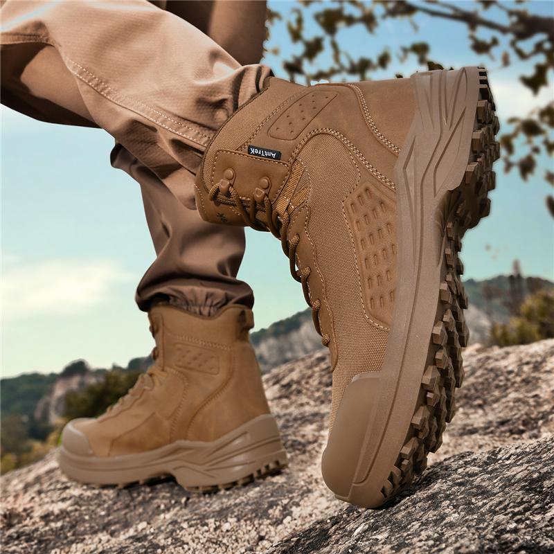 Men High-top Hiking Sneakers Wear-resistant Tactical Boots Non Slip Outdoor Sports Shoes for Trekking Camping Big Size 39-47