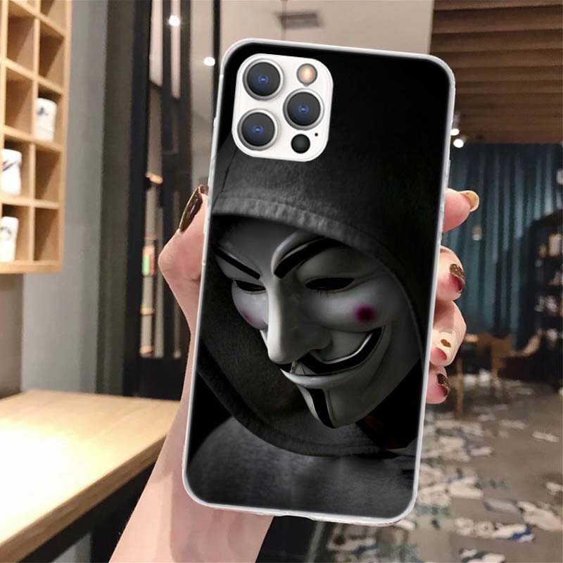 Anonymous V for Vendetta Mask Soft Phone Case For iPhone 17 Air 16 16E 15 14 Plus 13 Mini 12 11 Pro Max X XR XS 7 8 + SE 2020 Pa
