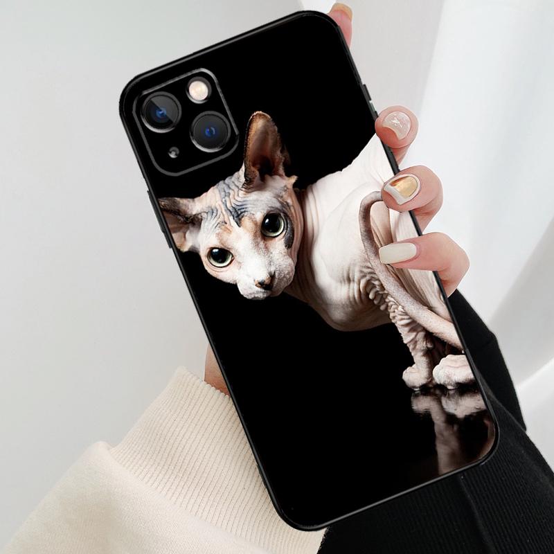 Sphynx Cat Phone Case For iPhone 11 12 13 14 15 16 Pro Max Mini X XR XS Max Plus Cover Funda