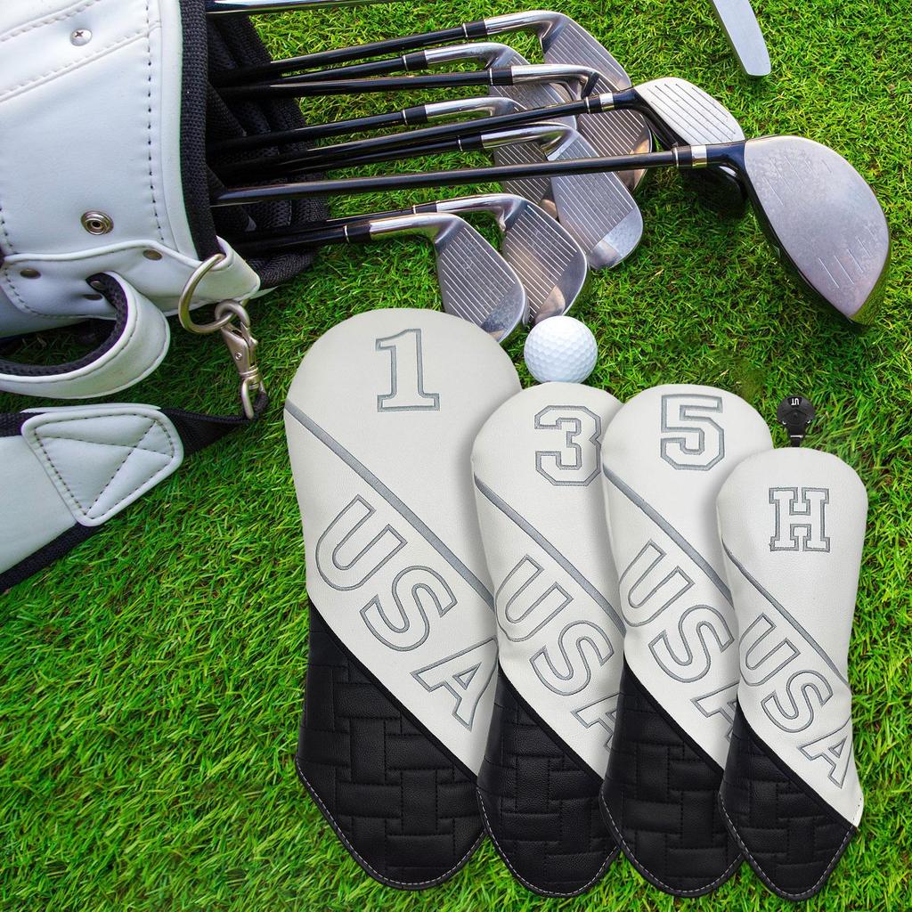 4 Pieces Golf Club Head Covers Protector Lightweight Scratchproof Headcovers Adults